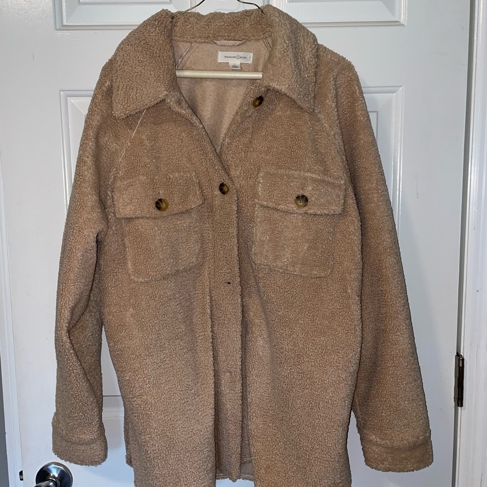 Treasure & Bond Tan Teddy Jacket Cozy Oversized